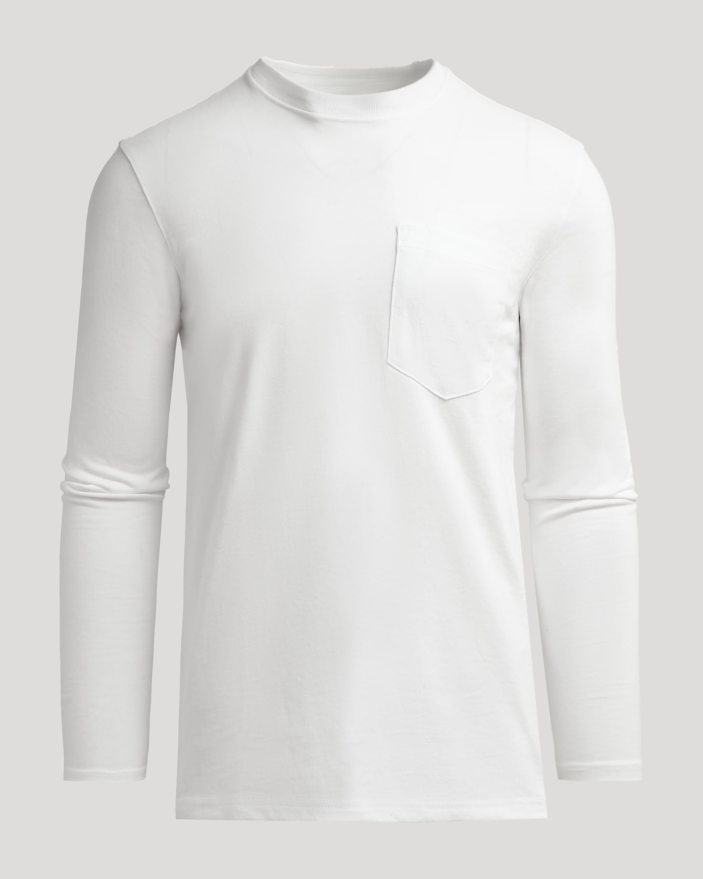 White Tall Heavyweight Long Sleeve Pocket Crew