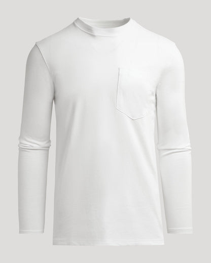 White Tall Heavyweight Long Sleeve Pocket Crew