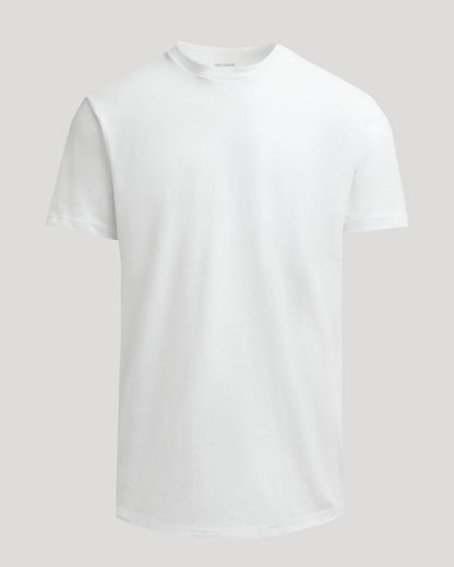 White Heavyweight Curved Hem Crew