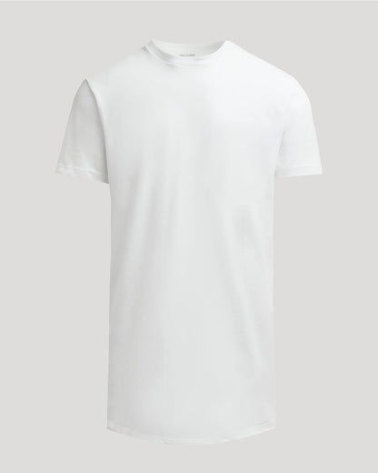White Tall Heavyweight Curved Hem Crew