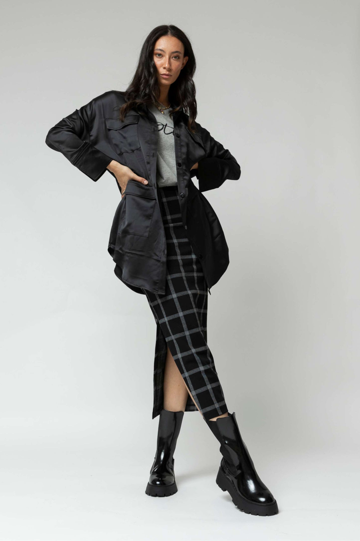 Black Satin Shacket