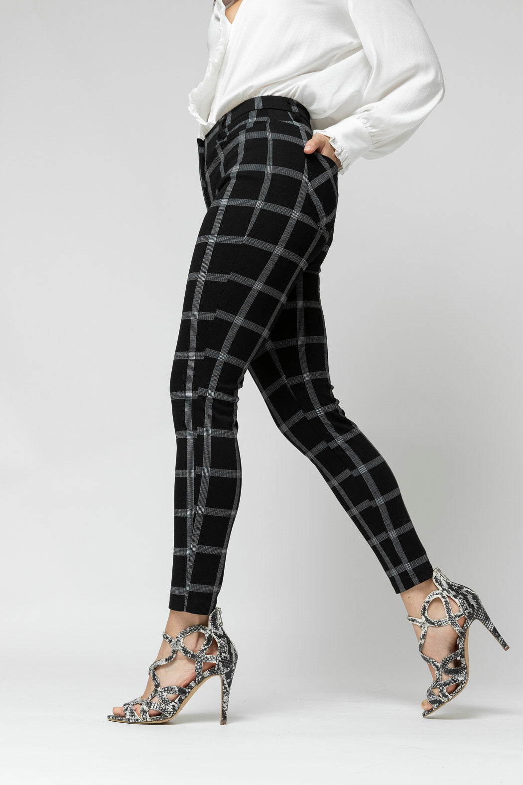 Black Check Jacquard Slim Pant- Sale