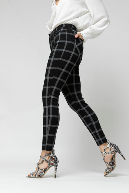 Black Check Jacquard Slim Pant- Sale