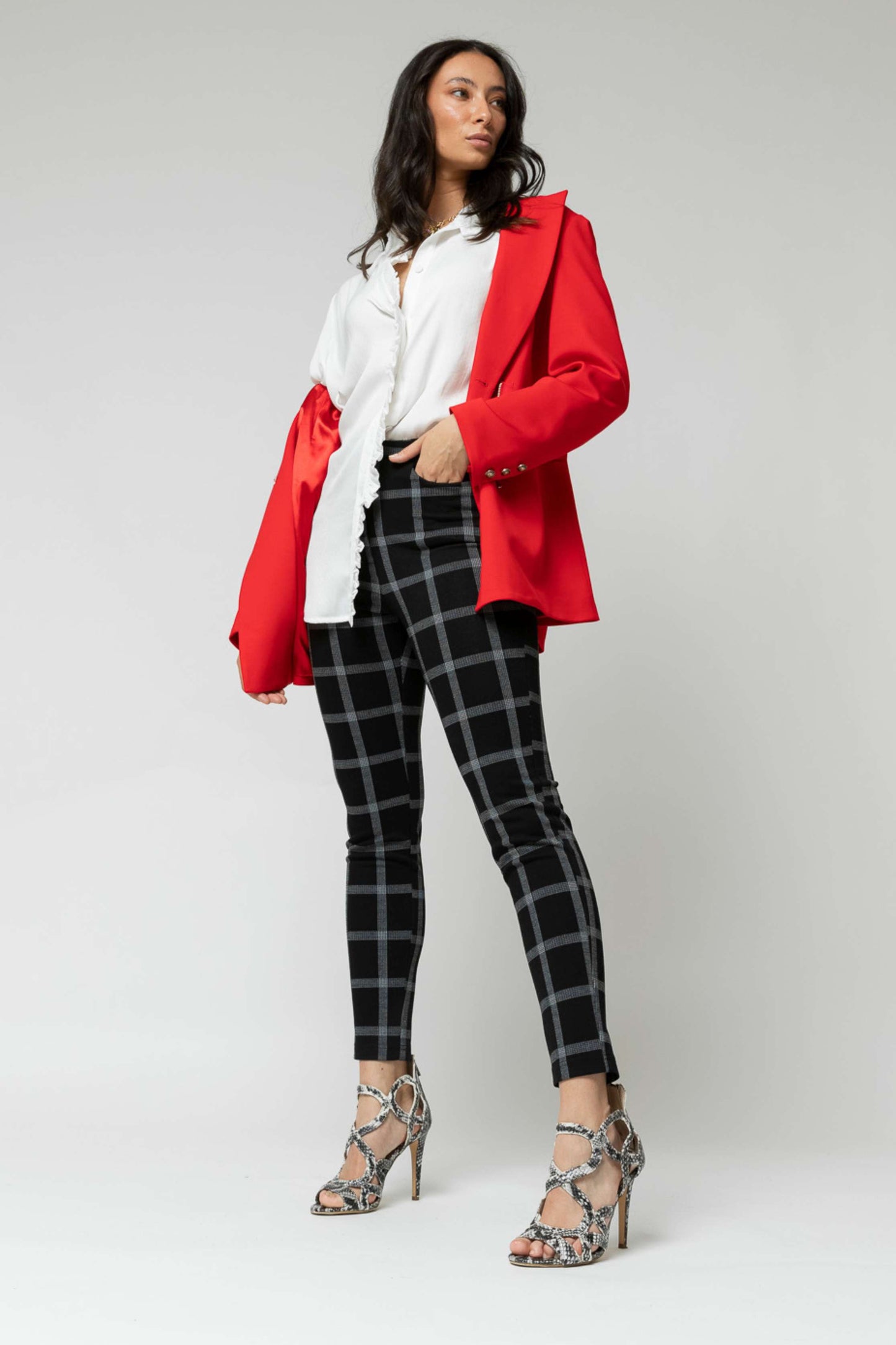 Black Check Jacquard Slim Pant- Sale