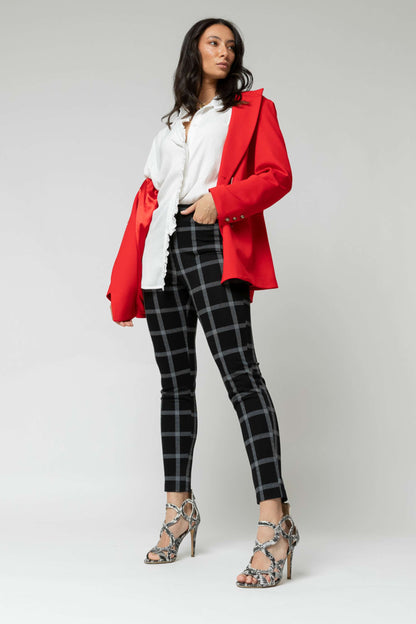 Black Check Jacquard Slim Pant- Sale
