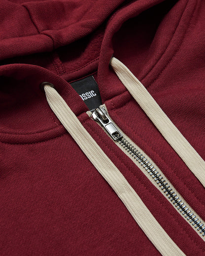 Dark Maroon Fleece French Terry Zip Hoodie