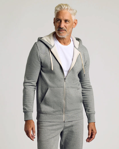 Dark Heather Gray Fleece French Terry Zip Hoodie