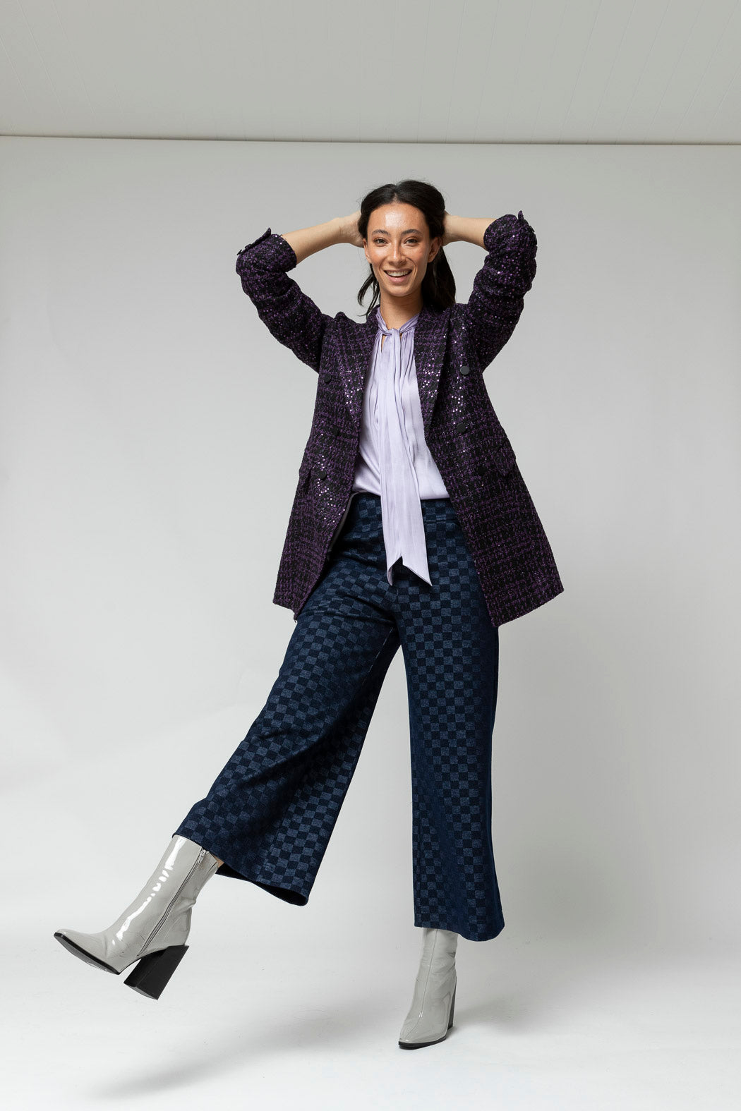 Black/purple Tweed Blazer- Sale