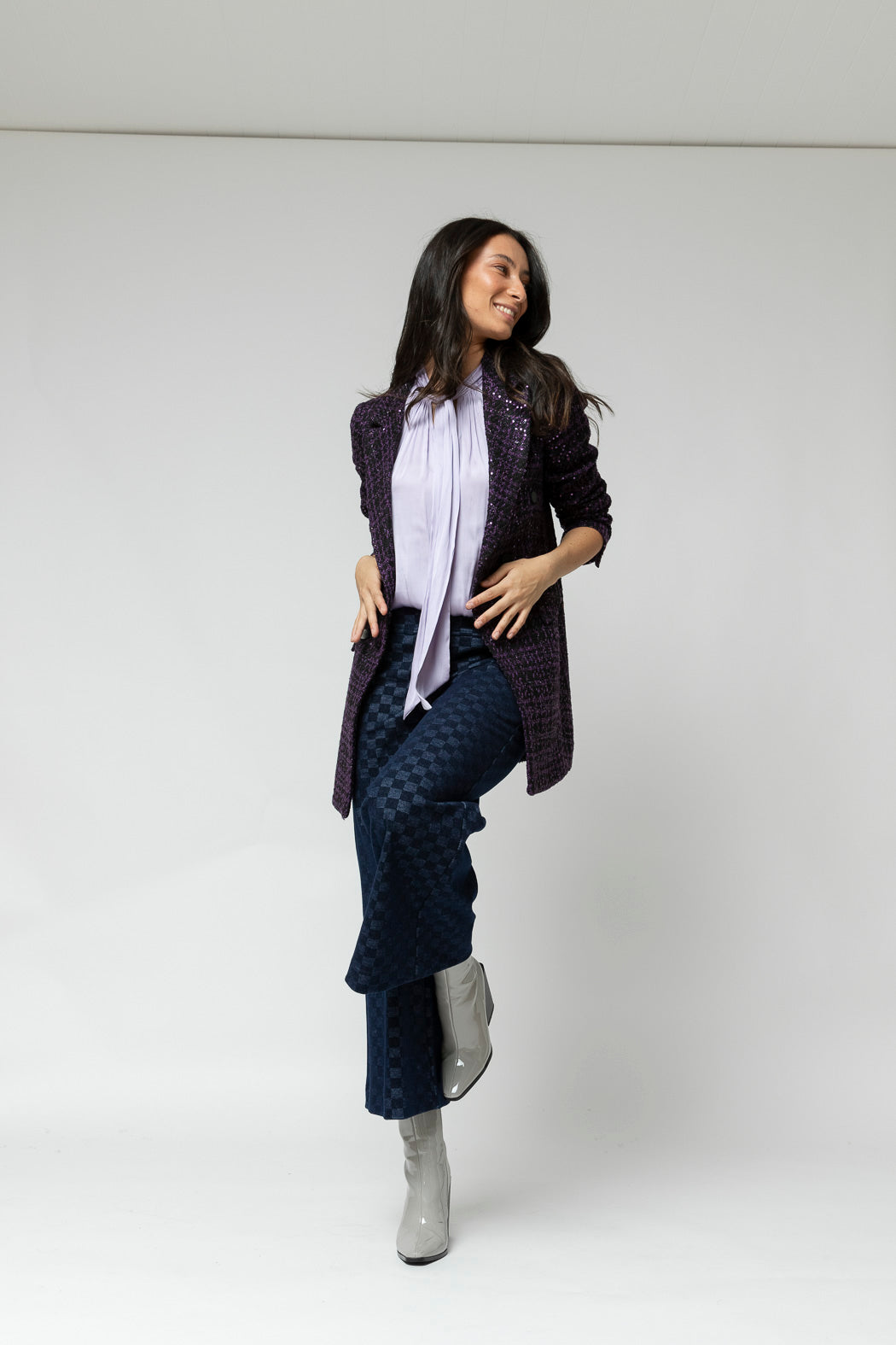 Black/purple Tweed Blazer- Sale