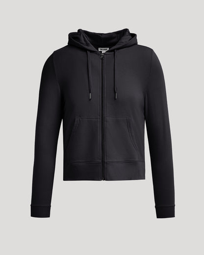 Womens Black Crop Zip Hoodie