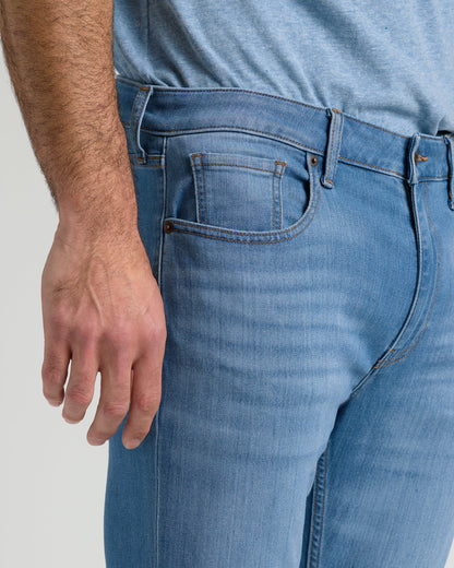 Medium Indigo Wash Straight Comfort Stretch Jeans