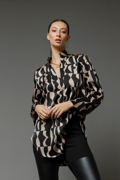 Black Taupe Abstract Blogger Shirt