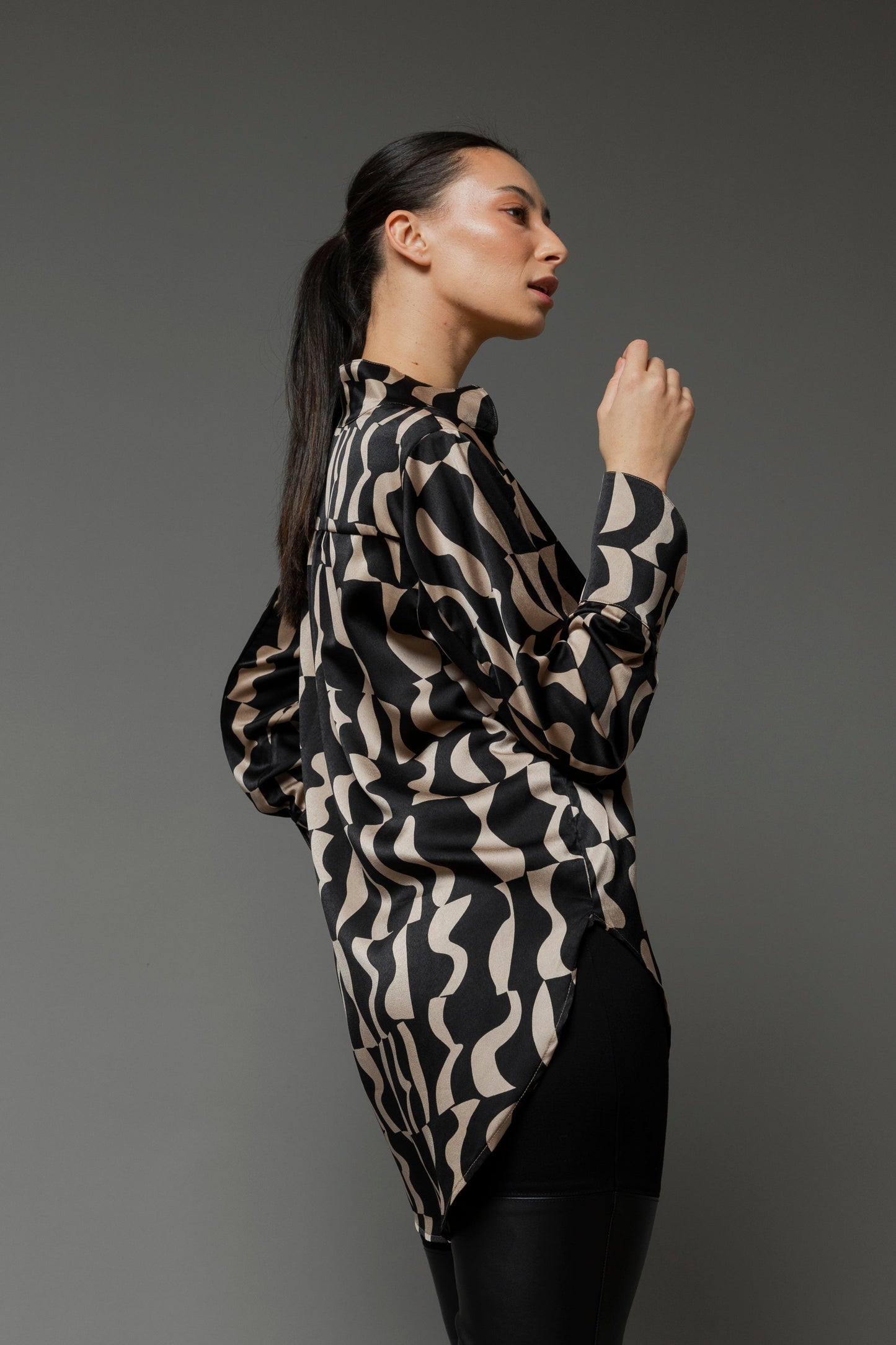 Black Taupe Abstract Blogger Shirt