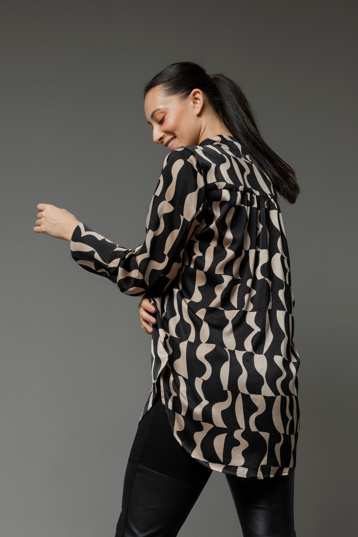 Black Taupe Abstract Blogger Shirt