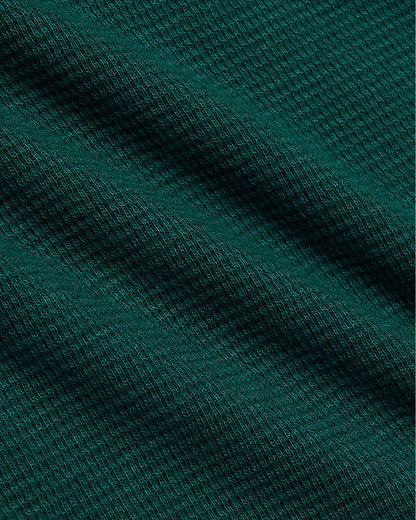 Womens Deep Emerald Waffle Long Sleeve Henley & Waffle Leg Pant 2-Pack