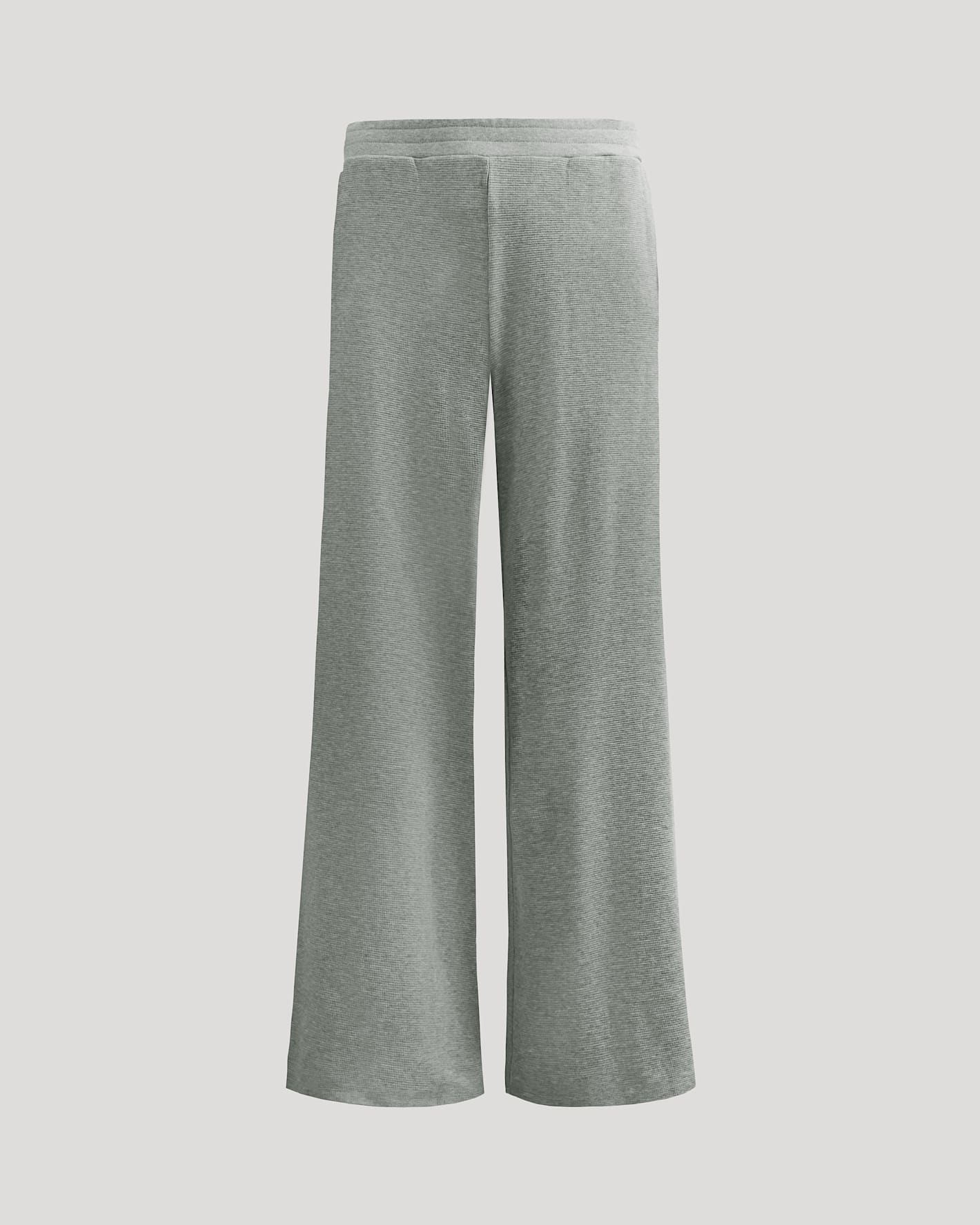 Womens Heather Gray Waffle Wide Leg Pants