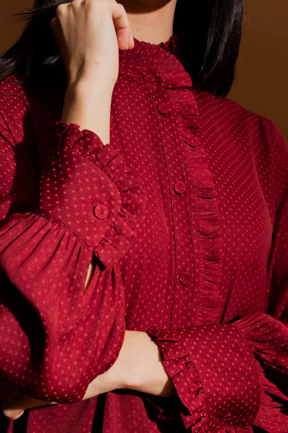 Burgundy Roma Dobby Blouse- Sale