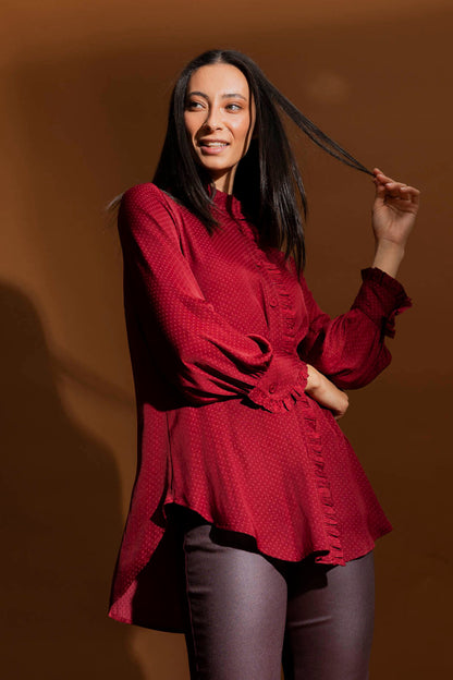 Burgundy Roma Dobby Blouse- Sale