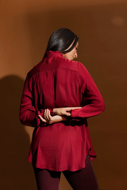 Burgundy Roma Dobby Blouse- Sale