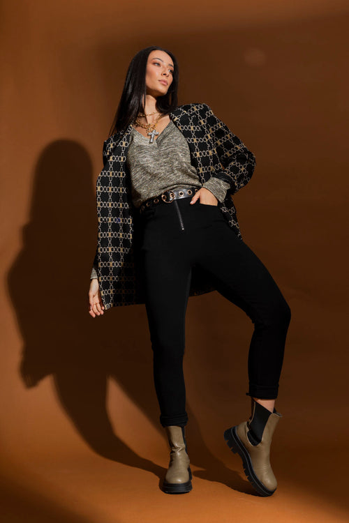 Black Sculpt Black Zip Pant