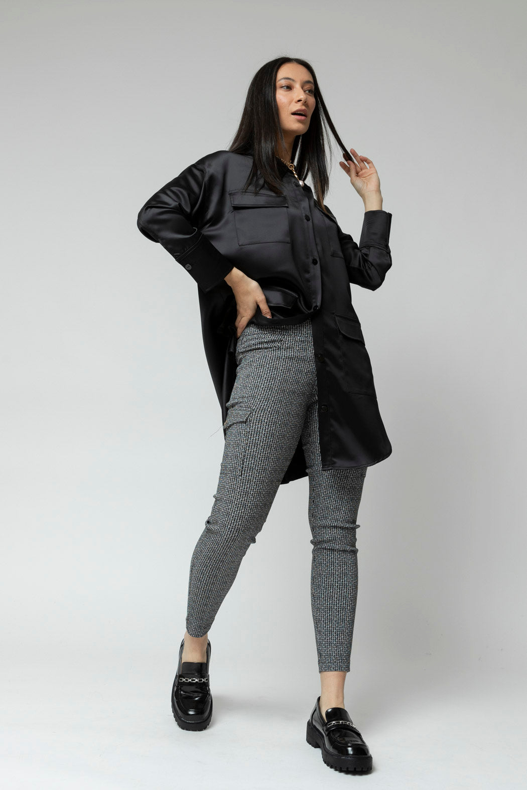 Black White Bengaline Slim Pant