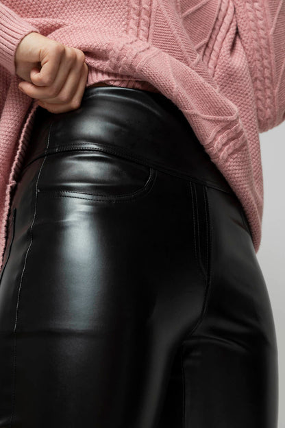 Black Vegan Leather Easy Jean- Sale