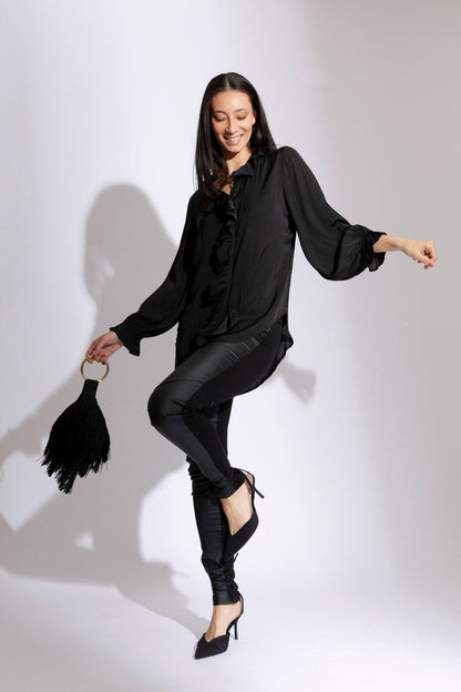 Black Double Frill Blouse