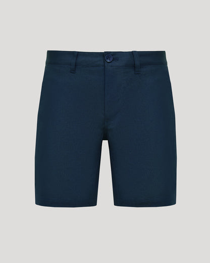 7" Navy Linen Shorts