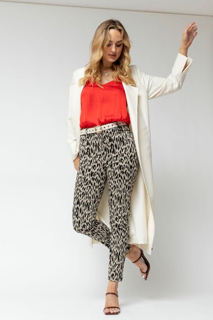Black Animal Slim Leg Pant