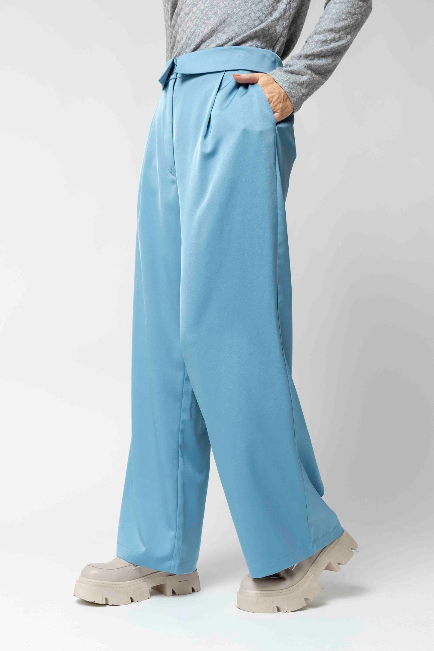 Blue Shimmer Paperbag Pants
