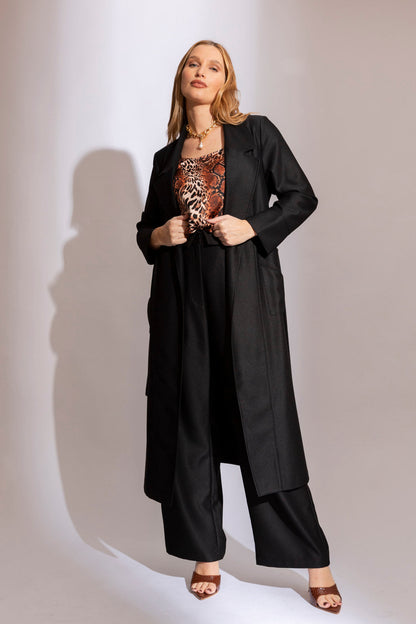Black Twill Trench Coat