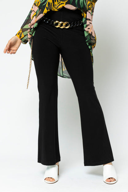 Black Jersey Stretch Flared Pant
