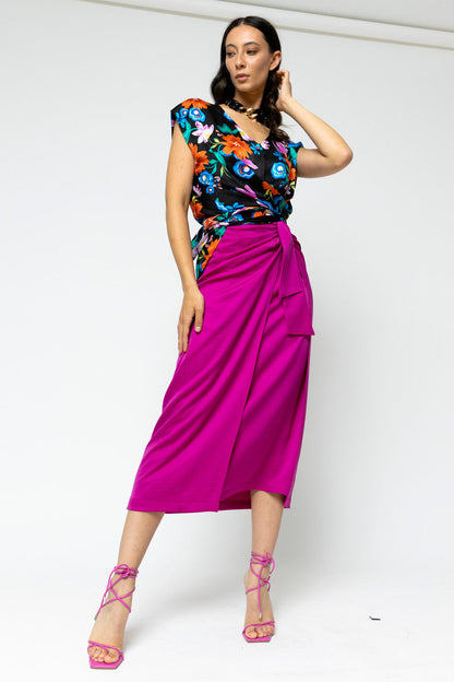 Black Floral Sleeveless Zhoush Tie Top - Sale