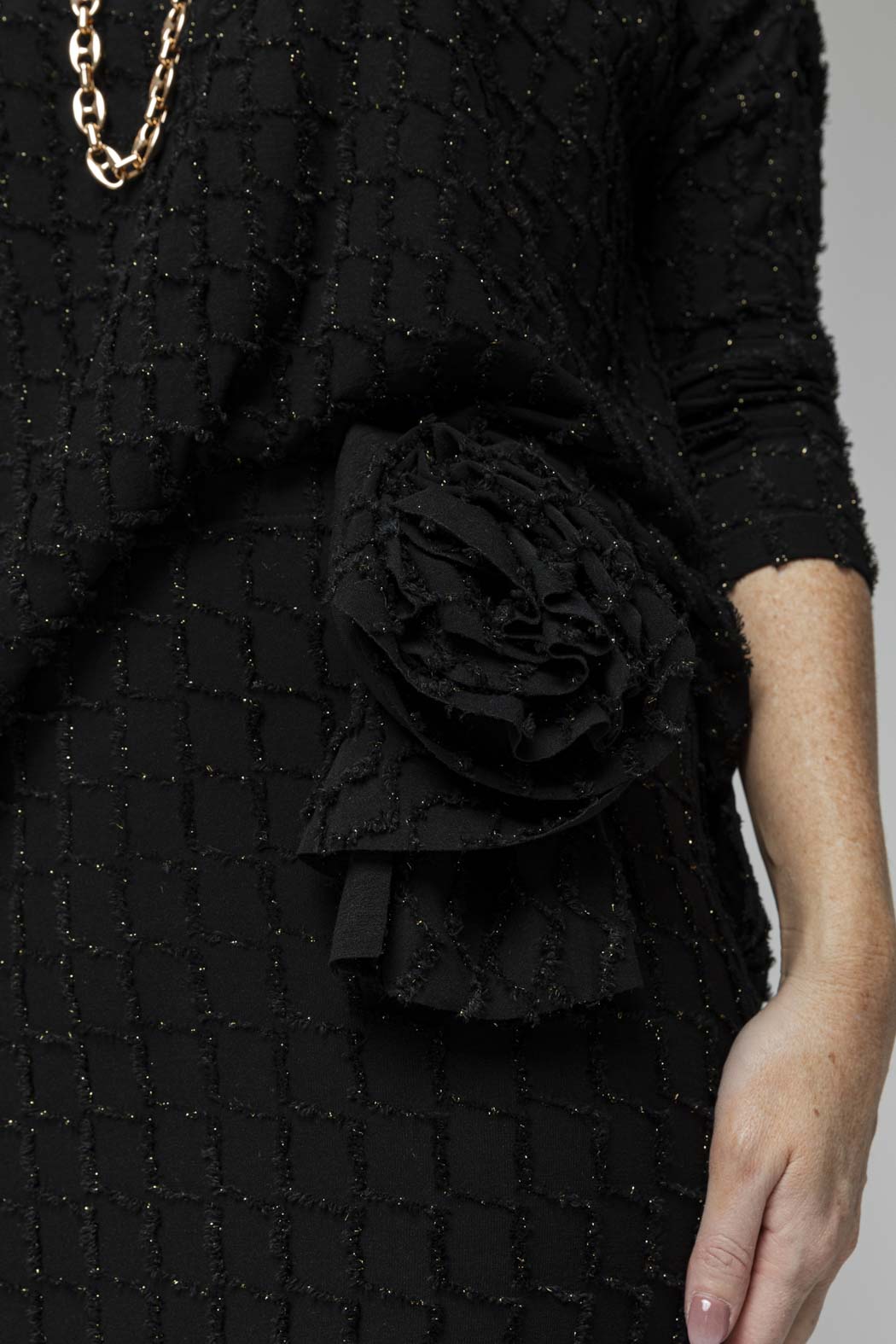 Black Shimmer Rosette Tube Skirt