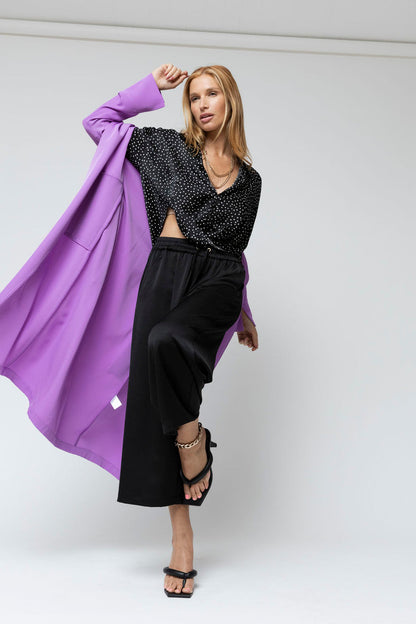 Black Polka Dot Crop Twist Shirt - Sale