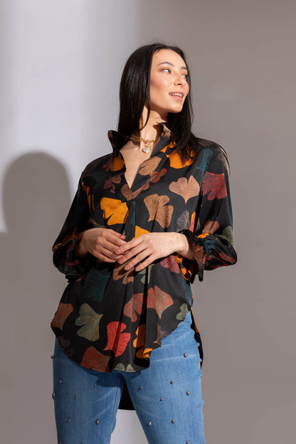 Black Leaf Femme Blogger Shirt