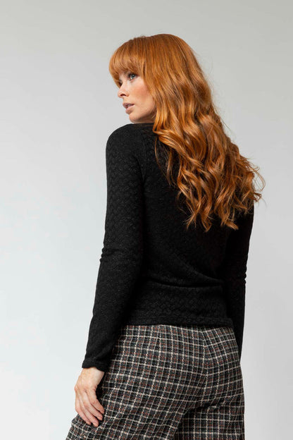 Black Lurex Basic Top