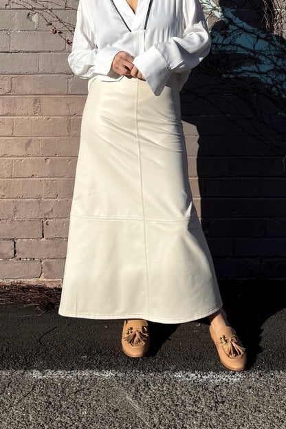 Chalk Croc Faux Leather Skirt