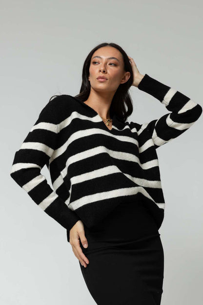 Black Ivory Chunky Stripe Knit