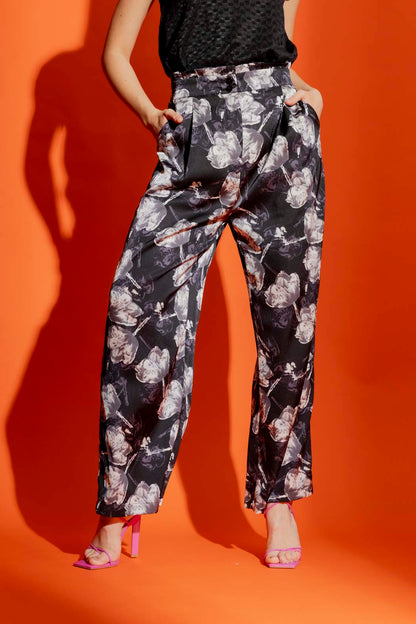 Black Floral Vogue Pants