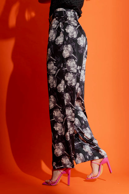 Black Floral Vogue Pants