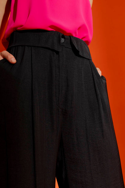 Black Silky Paperbag Pant