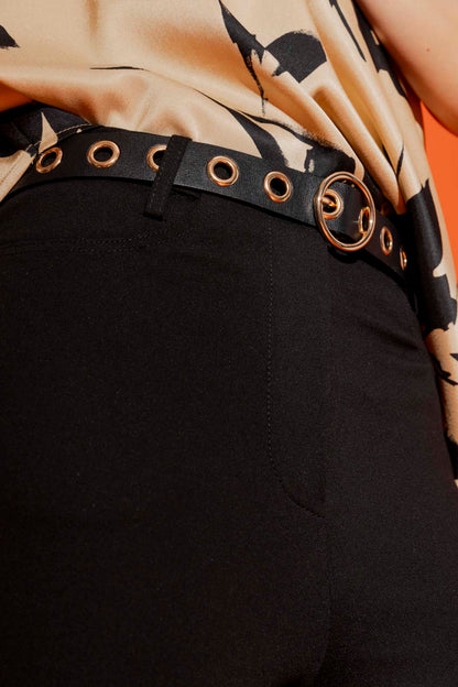 Black Ponte Crop Flare Pant