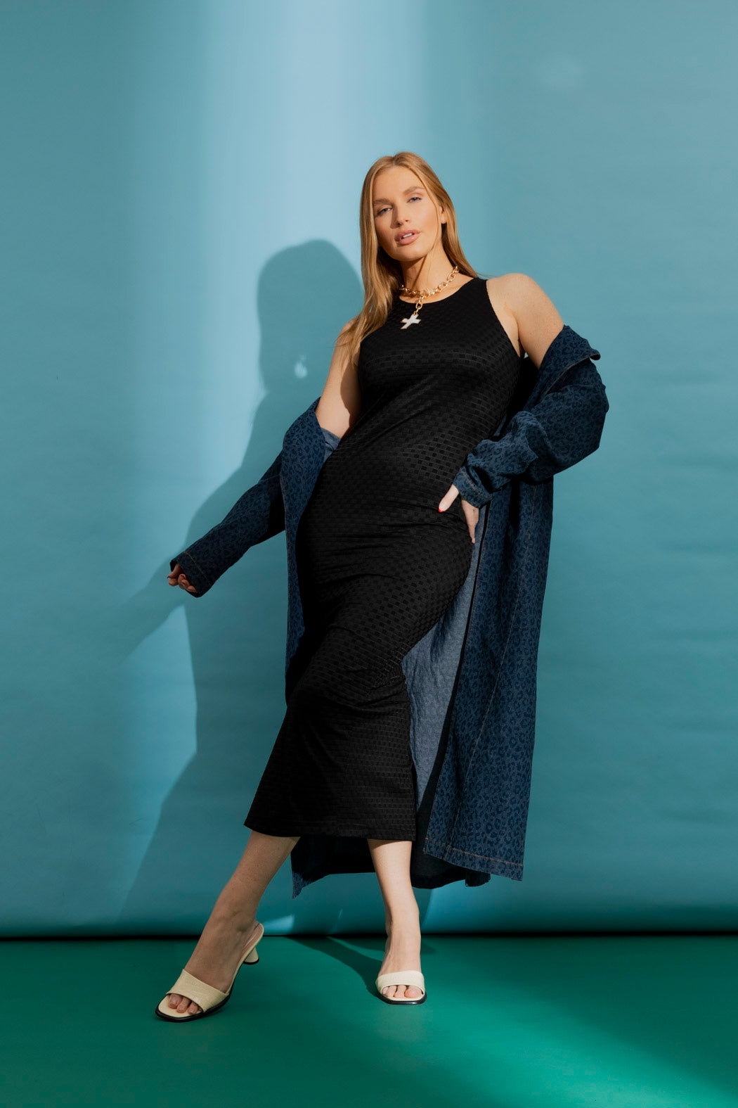 Black Checkerboard Summer Contour Dress