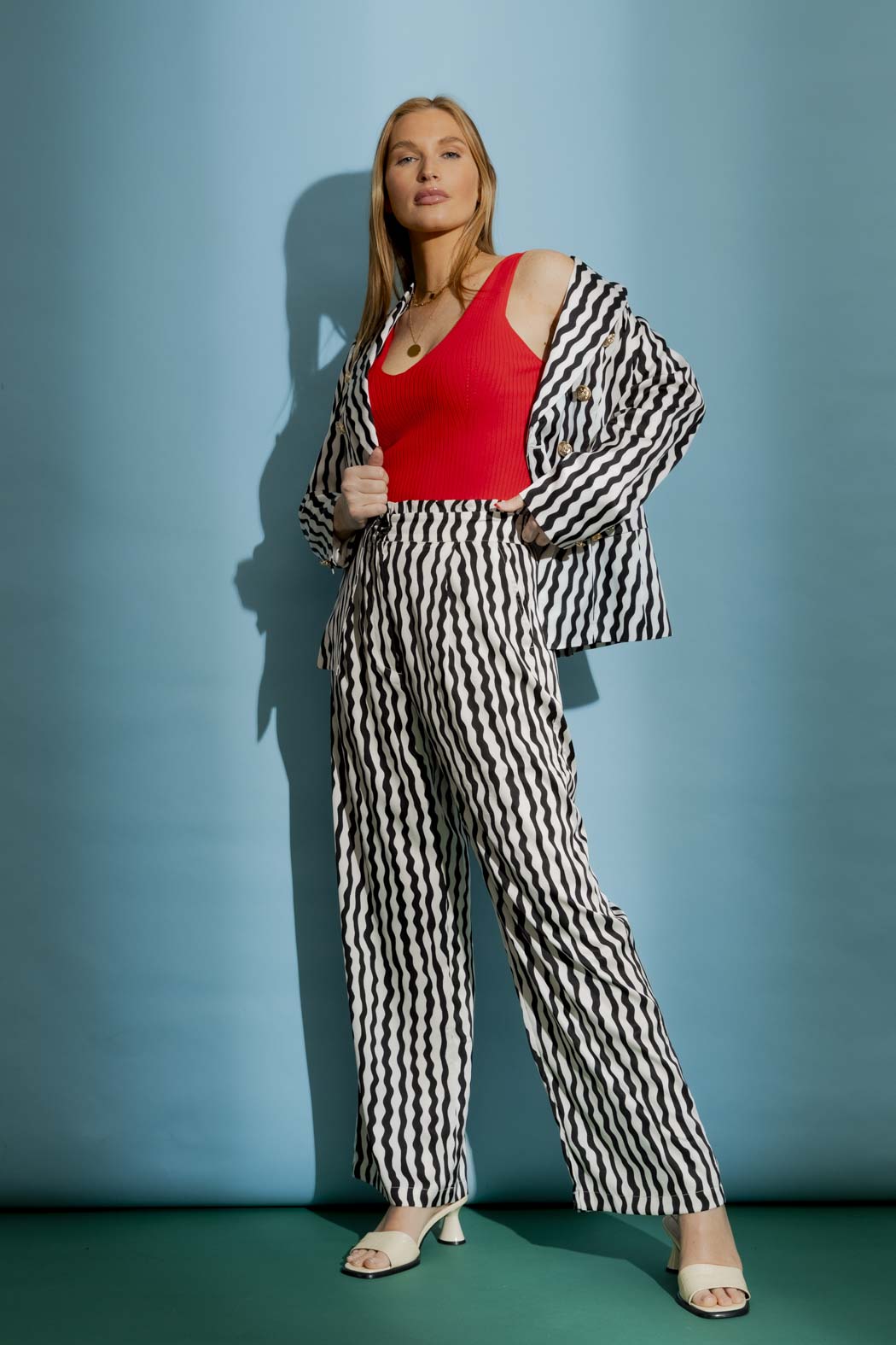 Black / White Stripe Sisca Blazer