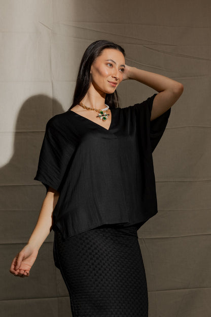Black Silky Bondi Top