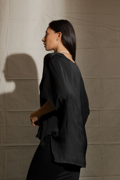 Black Silky Bondi Top