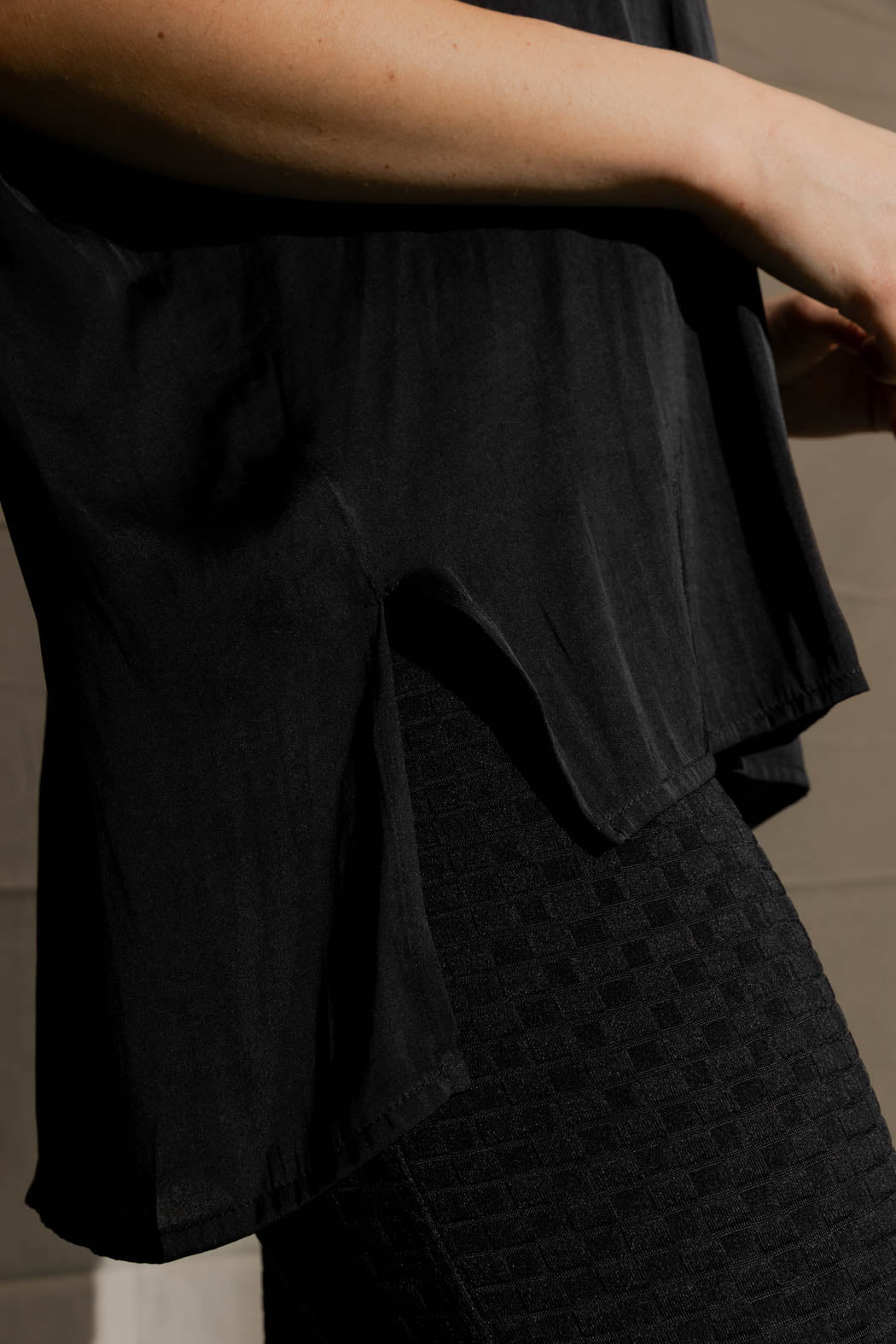 Black Silky Bondi Top