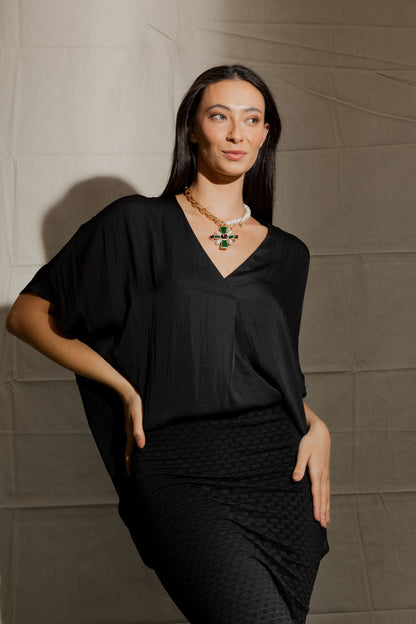 Black Silky Bondi Top