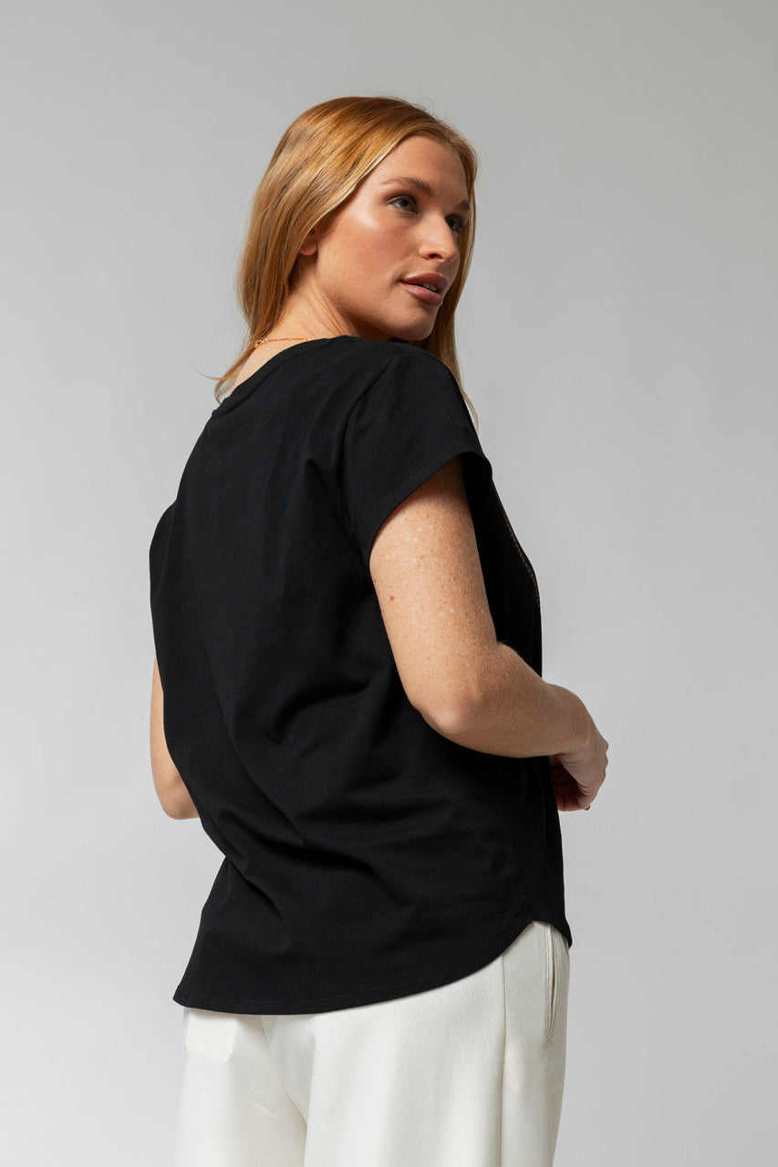 Black Necklace Embellished T-shirt